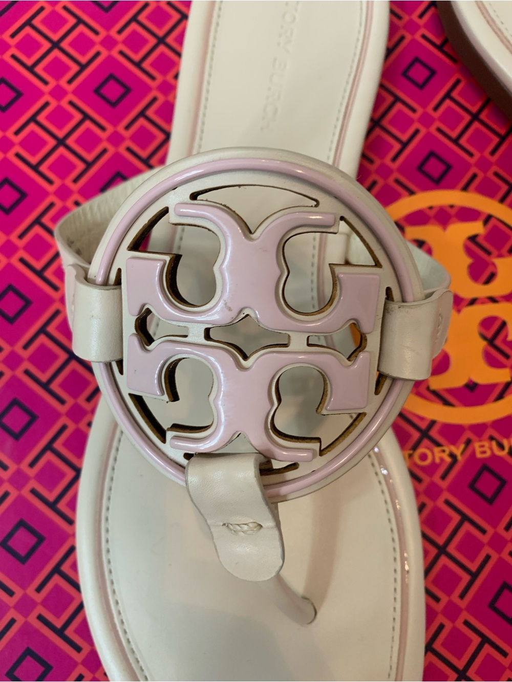 Tory Burch NWT Miller sandals- cream & seashell pink Size 9.5 - Picture 7 of 9